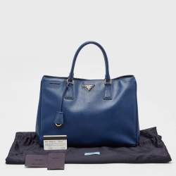 Pre Owned Prada Navy Blue Saffiano Lux Leather Large Gardener's Tote