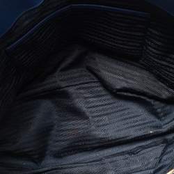 Pre Owned Prada Navy Blue Saffiano Lux Leather Executive Galleria Double Zip Tote