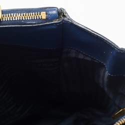 Pre Owned Prada Navy Blue Saffiano Lux Leather Executive Galleria Double Zip Tote