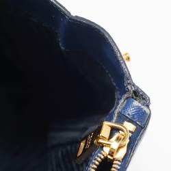Pre Owned Prada Navy Blue Saffiano Lux Leather Executive Galleria Double Zip Tote