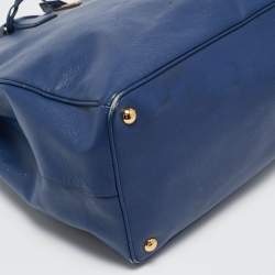 Pre Owned Prada Navy Blue Saffiano Lux Leather Executive Galleria Double Zip Tote