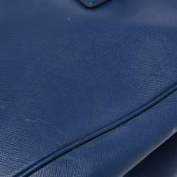 Pre Owned Prada Navy Blue Saffiano Lux Leather Executive Galleria Double Zip Tote