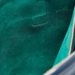 Pre Owned Prada Navy Blue Leather Medium Double Zip Tote