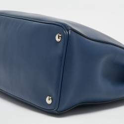 Pre Owned Prada Navy Blue Leather Medium Double Zip Tote