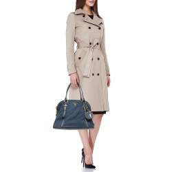 Prada Blue Nylon And Leather Zip Dome Satchel