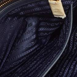 Prada Blue Nylon And Leather Zip Dome Satchel