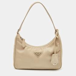 Prada Cream Nylon and Leather Re-Edition 2005 Bag