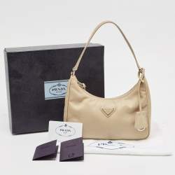 Prada Cream Nylon and Leather Re-Edition 2005 Bag