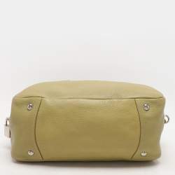 Prada Green Vitello Danio Leather Boston Bag