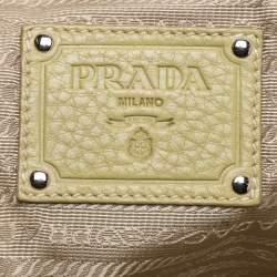 Prada Green Vitello Danio Leather Boston Bag