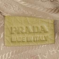 Prada Green Vitello Danio Leather Boston Bag