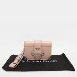Pre Owned Prada Nude Pink Patent Leather Cahier Shoulder Bag