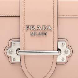 Pre Owned Prada Nude Pink Patent Leather Cahier Shoulder Bag