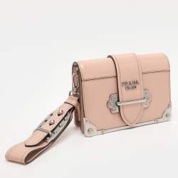 Pre Owned Prada Nude Pink Patent Leather Cahier Shoulder Bag