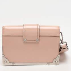 Pre Owned Prada Nude Pink Patent Leather Cahier Shoulder Bag