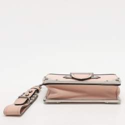 Pre Owned Prada Nude Pink Patent Leather Cahier Shoulder Bag