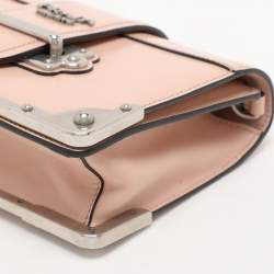 Pre Owned Prada Nude Pink Patent Leather Cahier Shoulder Bag
