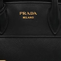 Pre Owned Prada Black Saffiano Lux and City Leather Esplanade Tote