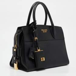 Pre Owned Prada Black Saffiano Lux and City Leather Esplanade Tote