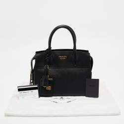 Pre Owned Prada Black Saffiano Lux and City Leather Esplanade Tote