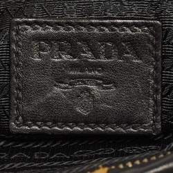 Pre Owned Prada Gold/Black Striped Leather Flat Zip Crossbody Bag