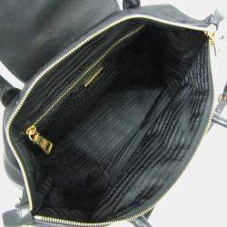 Pre Owned Prada Black Leather, Nylon Shoulder Bag