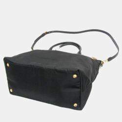 Pre Owned Prada Black Leather, Nylon Shoulder Bag