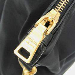 Pre Owned Prada Black Leather, Nylon Shoulder Bag
