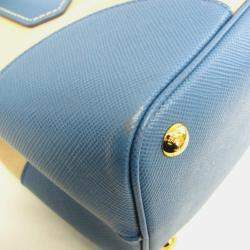 Pre Owned Prada Beige/Blue Saffiano Canvas Shoulder Bag