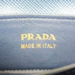 Pre Owned Prada Beige/Blue Saffiano Canvas Shoulder Bag