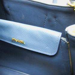 Pre Owned Prada Beige/Blue Saffiano Canvas Shoulder Bag