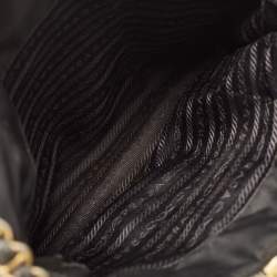 Prada Black Nylon Logo Chain Tote