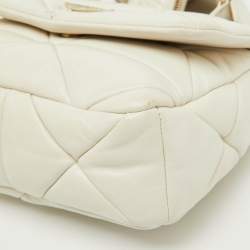 Prada White Leather Patchwork System Flap Crossbody Bag