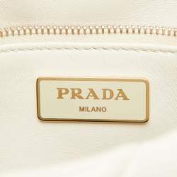 Prada White Leather Patchwork System Flap Crossbody Bag