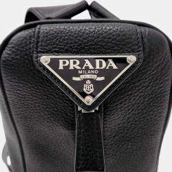 Prada Black Leather Triangle Backpack