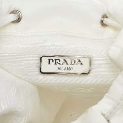 Prada White Nylon Logo Mini Vela Drawstring Convertible Backpack