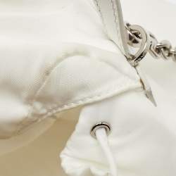 Prada White Nylon Logo Mini Vela Drawstring Convertible Backpack
