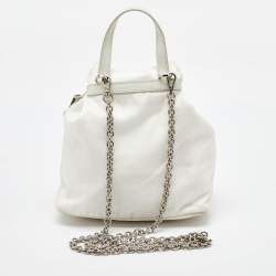 Prada White Nylon Logo Mini Vela Drawstring Convertible Backpack