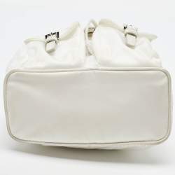 Prada White Nylon Logo Mini Vela Drawstring Convertible Backpack