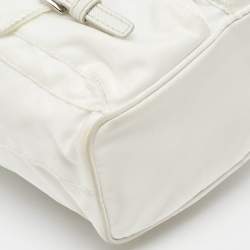 Prada White Nylon Logo Mini Vela Drawstring Convertible Backpack