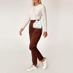 Prada White Nylon Logo Mini Vela Drawstring Convertible Backpack