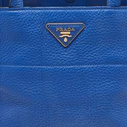Pre Owned Prada Royal Blue Vitello Diano Leather Shopper Tote