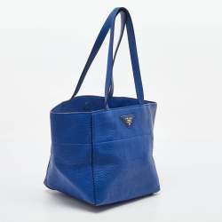 Pre Owned Prada Royal Blue Vitello Diano Leather Shopper Tote