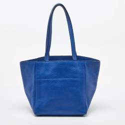 Pre Owned Prada Royal Blue Vitello Diano Leather Shopper Tote