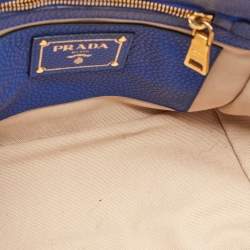 Pre Owned Prada Royal Blue Vitello Diano Leather Shopper Tote