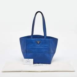 Pre Owned Prada Royal Blue Vitello Diano Leather Shopper Tote