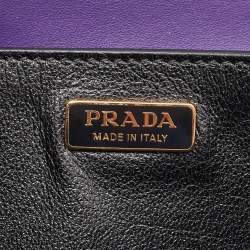 Prada Purple/Black Leather Cahier Flap Shoulder Bag