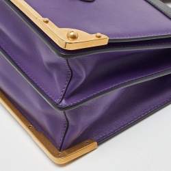 Prada Purple/Black Leather Cahier Flap Shoulder Bag
