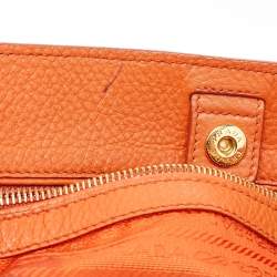 Pre Owned Prada Orange Leather Shopper Tote
