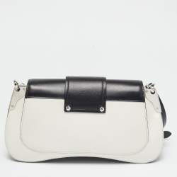 Prada Black/White City Calf Leather Sidonie Shoulder Bag